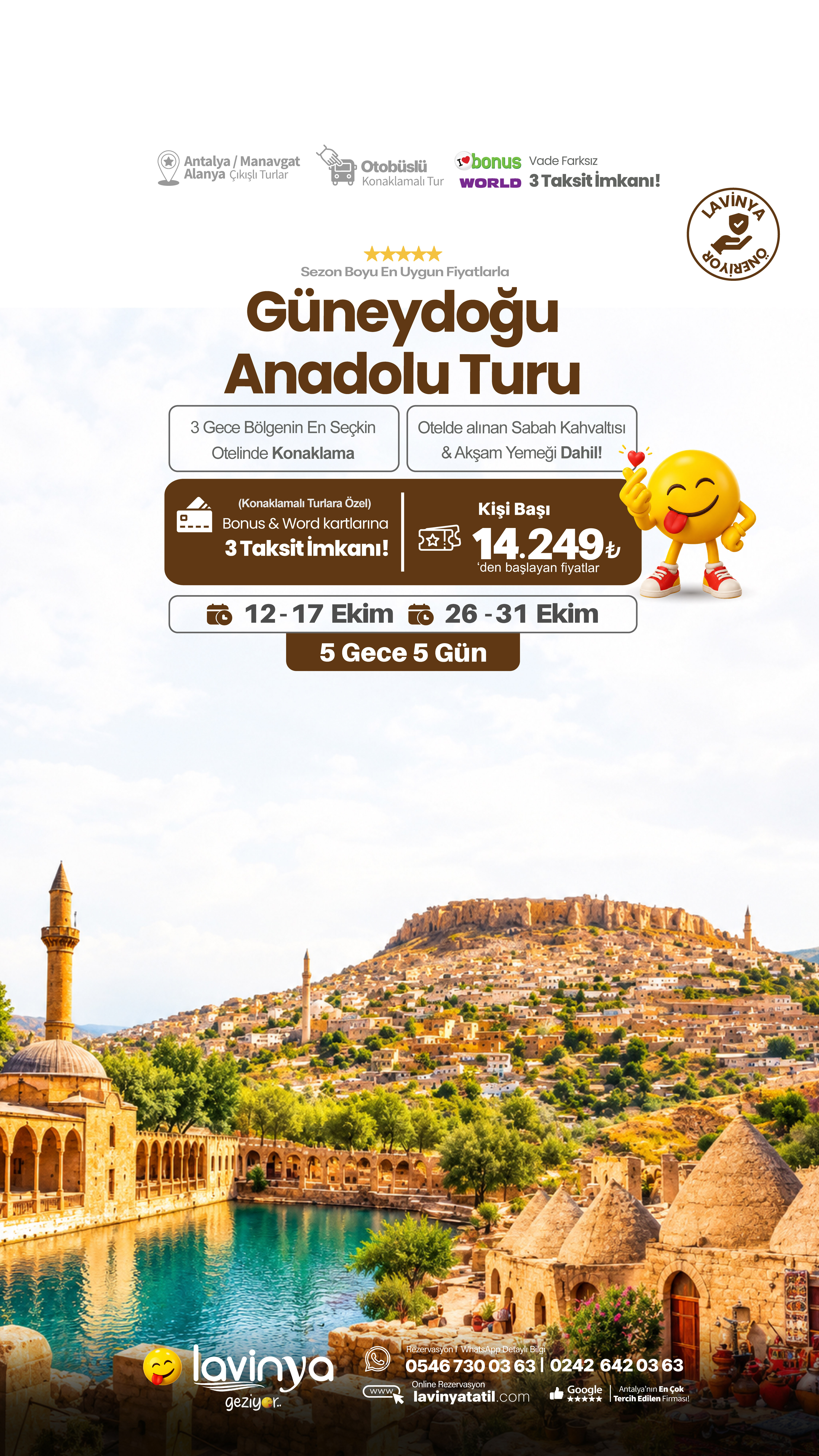 3 Gece Konaklamalı Otobüslü Güneydoğu Turu